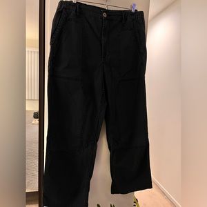 Navy blue Anthropologie cotton pants.